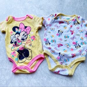 Minnie Mouse Girls Onesie Newborn Floral Bodysuit